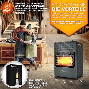 Gaskachel - Gasverwarming - 4200W - incl. Gasdrukregelaar en, Verzenden, Zo goed als nieuw