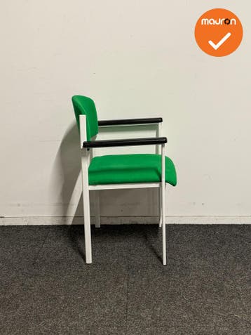 Vergaderstoel - Groen/Wit - Refurbished - Armleuningen, Vergader- of Presentatieruimte, Ophalen of Verzenden, Gebruikt, Stoel