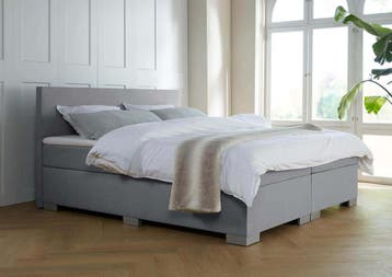 ACTIE! Boxspring Andorra 160 200 Grijs, Verzenden, 200 cm, 160 cm, Nieuw