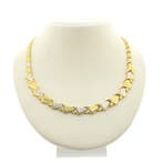 22 Karaat bicolor gouden fantasie schakelcollier (Ketting), Ophalen of Verzenden, Gebruikt, Overige kleuren, Goud