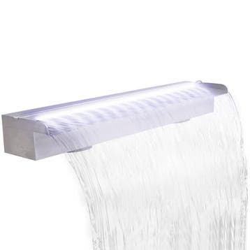 vidaXL Zwembadwaterval met LEDs rechthoekig 90 cm roestvrij, Verzenden, Nieuw
