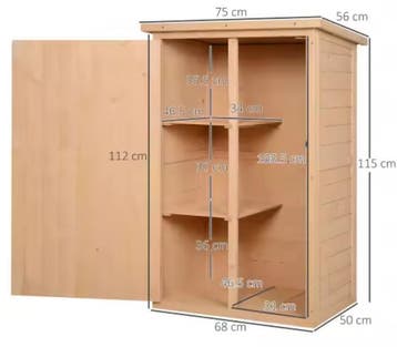 Houten Tuinopbergkast - Gereedschapskast met Plank 75x56x115, Verzenden, Nieuw