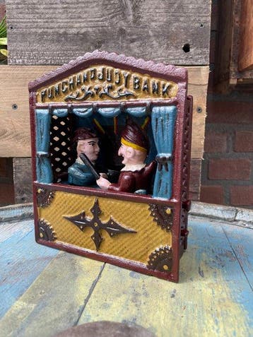 Decoratief ornament - Mechanische spaarpot Punch and Judy, Antiek en Kunst