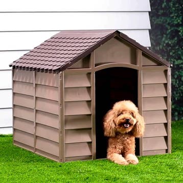 vidaXL Hondenhok 86x84x82 cm polypropeen bruin, Dieren en Toebehoren, Hondenhokken, Verzenden, Nieuw