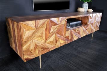 Massives TV-Board ALPINE 160cm Sheesham steenafwerking, Ophalen of Verzenden, Nieuw