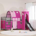 vidaXL Loftbed voor Kids Zwart en Roze 80 x 200 cm Metaal, Verzenden, Nieuw, Zwart, Metaal