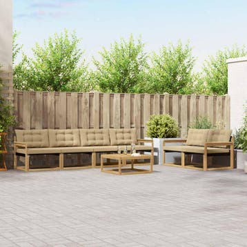 vidaXL Buiten bankenset 7 st Wit en Beige, Verzenden, Nieuw
