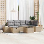 vidaXL Bankstel met kussen 6 pcs poly rattan, Verzenden, Nieuw, Rotan, 6 zitplaatsen