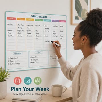 Weekplanner 30x40 cm Kleurgecodeerd met Marker - Ideaal voor, Verzenden, Nieuw