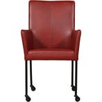Leren eetkamerstoel Comfort met wieltjes en armleuning -, Huis en Inrichting, Stoelen, Nieuw, Leer, Ophalen of Verzenden, Modern