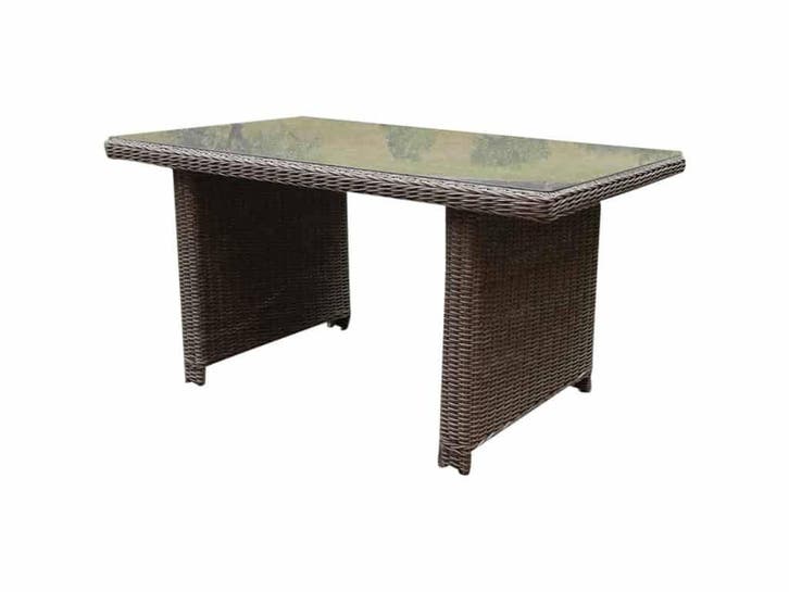 Ibiza XL lounge-diningtafel 140x80xH70 cm grijs, Tuin en Terras, Tuintafels, Nieuw, Wicker, Ophalen of Verzenden