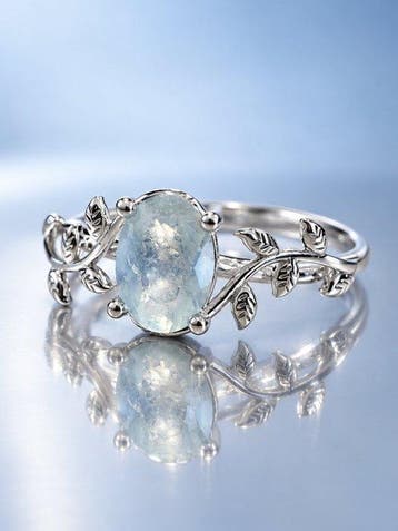 aquamarijn Ring van 925 sterlingzilver | met rhodiumplaag-