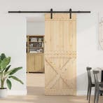 vidaXL Schuifdeur NARVIK Naturel en Zwart 90 x 210 cm (213,5, Verzenden, Nieuw