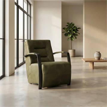 Leren fauteuil Magnificent - Granada Moss (olijf/groen), Nieuw, Ophalen of Verzenden, 50 tot 75 cm, Industrieel, Modern