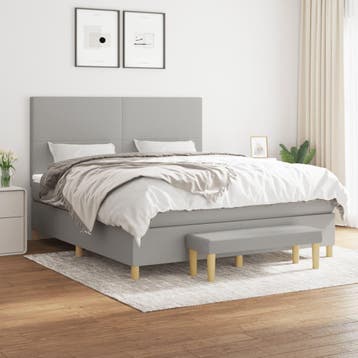 vidaXL Boxspring met matras stof lichtgrijs 160x200 cm, Verzenden, 200 cm, 160 cm, Nieuw