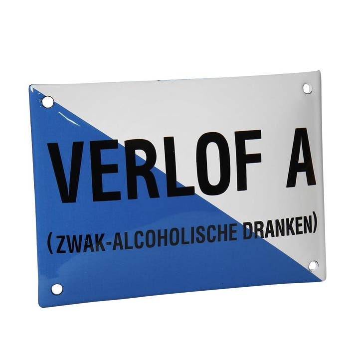 Emaille reclamebord: Verlof A, Verzamelen, Merken en Reclamevoorwerpen, Nieuw, Ophalen of Verzenden