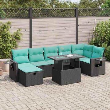 vidaXL 8-delige Loungeset met kussens poly rattan acacia, Verzenden, Nieuw, Loungeset