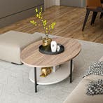 [en.casa] Salontafel Fredericia 36x90x60 cm Eiken wit en zwa, Verzenden, Nieuw