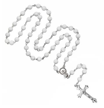 Fako Bijoux - Ketting - Rozenkrans - Sandelhout - Wit, Sieraden, Tassen en Uiterlijk, Kettingen, Verzenden, Nieuw