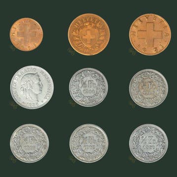 Zwitserland. Set 1, 2, 20 Rappen & 1/2 Francs - 1893 - 1958