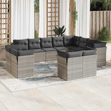 vidaXL 12-delige Loungeset met kussens poly rattan, Verzenden, Nieuw, Loungeset