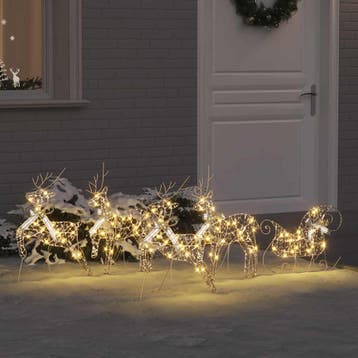 vidaXL LED Rendieren 5 st 40 LEDs Goud 44 x 18 x 65,5 cm, Verzenden, Nieuw