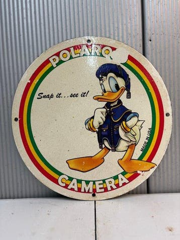 Polaroid Polaroid Camera rond emaille reclamebord – 30 cm –, Nieuw