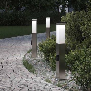 vidaXL Bolderverlichting met stopcontact 3 stuks 50 cm RVS, Verzenden, Nieuw