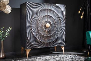 Handgemaakt dressoir GOLDEN SUNSET 120cm zwart goud, Ophalen of Verzenden, Nieuw