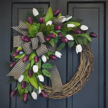 Luxe Tulpen Krans - Voorjaar & Feest Decoratie - Deurhanger, Verzenden, Nieuw