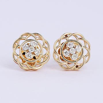 Oorstekers - 14 karaat Geel goud - 0.27ct. tw. Diamant