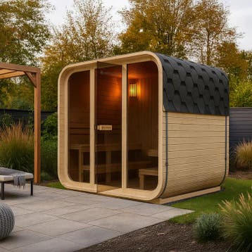 Vierkante Barrelsauna / Sauna Fjora - 6 personen - Incl. acc, Sport en Fitness, Verzenden, Nieuw