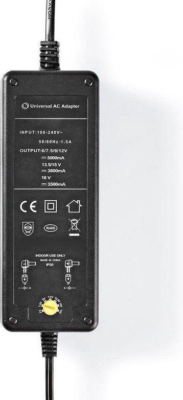 Nedis Universele Adapter – 60W – 6–16V DC – 8 Pluggen – Zwar, Verzenden, Zo goed als nieuw