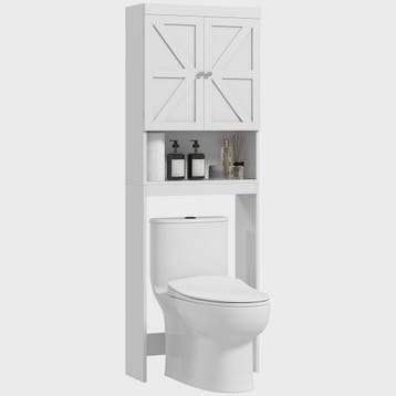 HOMCOM Bovenkast Badkamer Wit - Ruime Opbergkast met 2 Deure, Verzenden, Nieuw