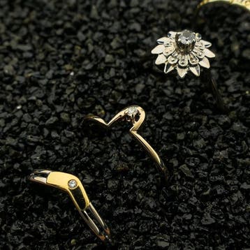 10 karaat solitair ring met diamant 0,03 ct., Sieraden, Tassen en Uiterlijk, Ringen, Gebruikt, Geel, Ophalen of Verzenden, Kleiner dan 17