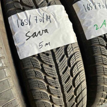 2 x Sava 165-70-14 Winterbanden 5mm, Auto-onderdelen, Banden en Velgen, 14 inch, Gebruikt, Band(en), Winterbanden