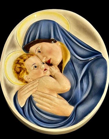 Keramos - Reliëf, Madonna mit kind - XL - 50 cm - Keramiek