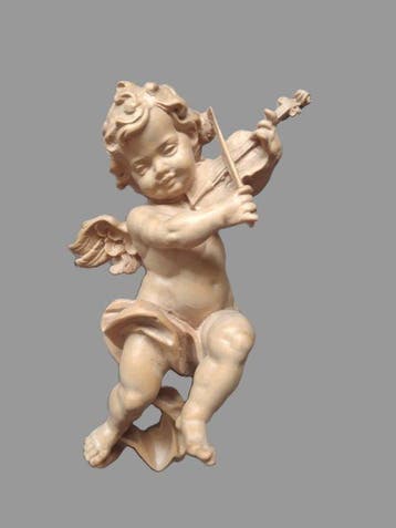 Snijwerk, Holzfigur Engel mit Geige - Schutzengel Wandfigur