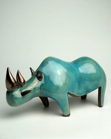 Urszula Despet - sculptuur, Blue Rhinoceros - 11 cm -, Antiek en Kunst