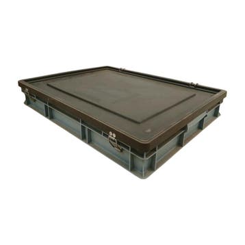 Stapelbak met deksel, 800x600x120 mm, euronorm, grijs, Ophalen of Verzenden