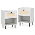 LIVSK Nachtkastje - Handgeweven Rotan Paneel - Diepe Lade -, Verzenden, Nieuw