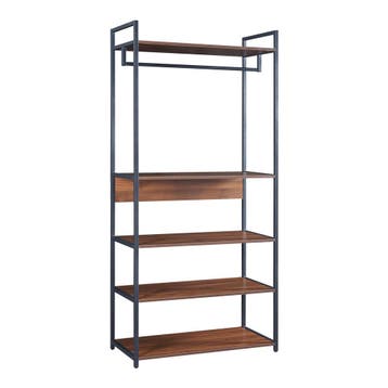 Kledingkast Larem met 5 planken 180x84x40 cm zwart en walnoo, Verzenden, Nieuw