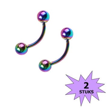 Fako Bijoux - Wenkbrauw Piercing - 3mm - Multicolor - 2, Verzenden, Nieuw