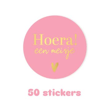 50x sticker - HOERA een meisje - geboorte - baby - leuk i..., Ophalen of Verzenden, Nieuw, Meerdere stickers