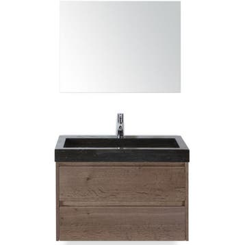 Dante Badmeubelset 80 cm - Tabacco - Wastafel Hardsteen Wit, Ophalen of Verzenden, Nieuw