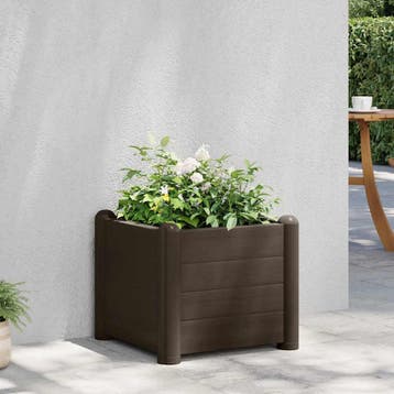 vidaXL Plantenbak verhoogd 43x43x35 cm PP mokka, Kunststof, Verzenden, Minder dan 60 cm, Nieuw