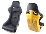Racestoelen, zwart leer met gele zitting. Porsche 964 / 993, Verzenden, Nieuw