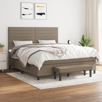 vidaXL Boxspring met matras stof taupe 180x200 cm, Eenpersoons, Verzenden, Nieuw, 80 cm