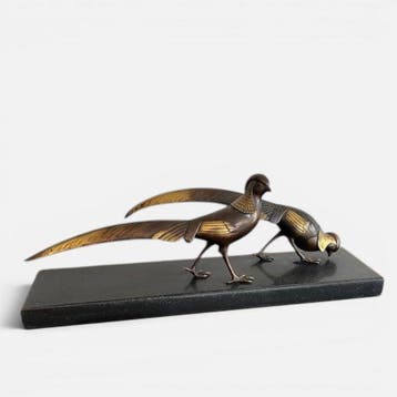 Lorino - sculptuur, Bronze aux faisans dorés Lorino - 22
