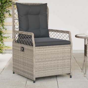 vidaXL Tuinstoelen 2 st verstelbaar poly rattan lichtgrijs, Tuin en Terras, Tuinstoelen, Verzenden, Nieuw